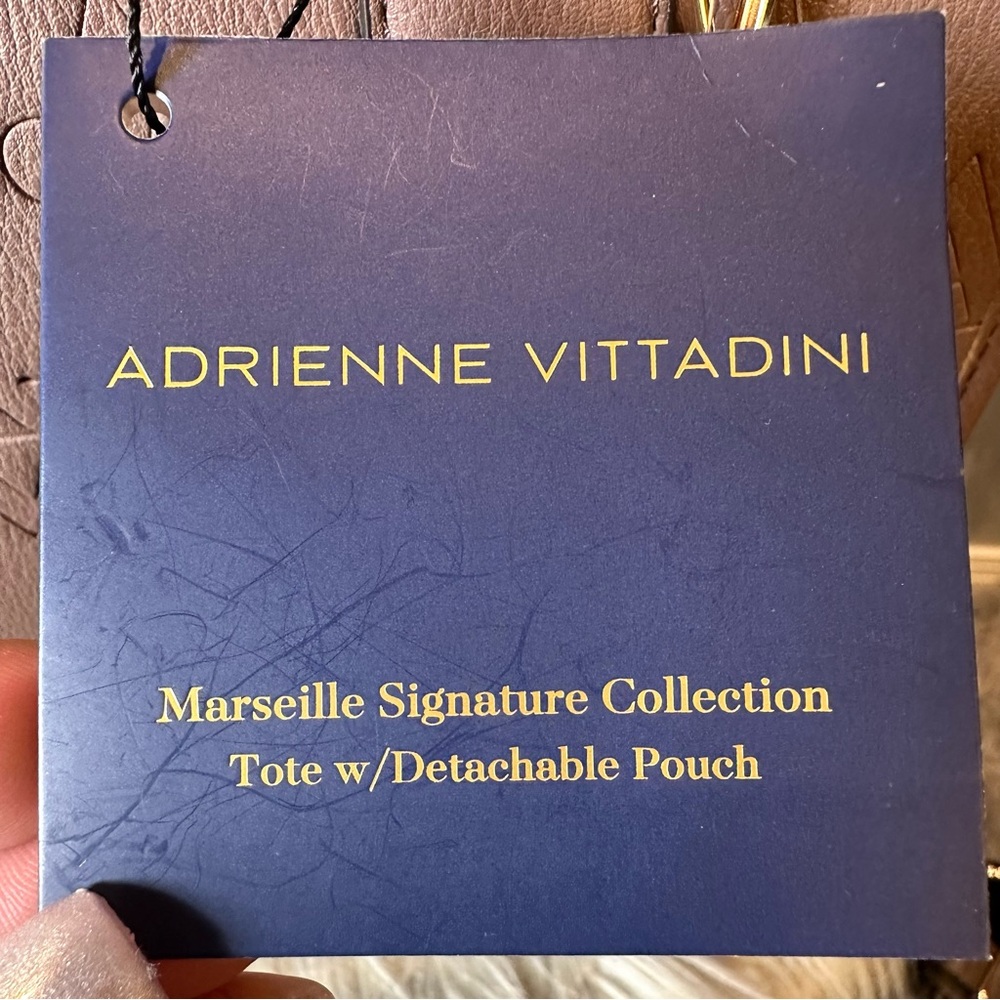 Adrienne Vittadini Taupe Leather Tote with Gold Hardware - Picture 11 of 14